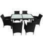 vidaXL Set comedor de jardín 7 piezas y cojines ratán sintético negro vidaXL Set comedor de jardín 7 piezas y cojines ratán sintético negro