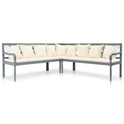 vidaXL Set muebles de jardín 4 pzas madera maciza acacia gris y blanco