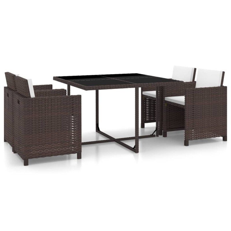 vidaXL Set de comedor jardín 5 pzas y cojines ratán sintético marrón vidaXL Set de comedor jardín 5 pzas y cojines ratán sintético marrón