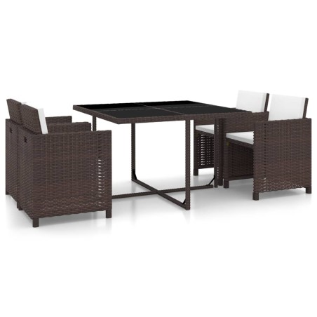 vidaXL Set de comedor jardín 5 pzas y cojines ratán sintético marrón