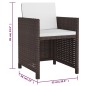 vidaXL Set de comedor jardín 5 pzas y cojines ratán sintético marrón vidaXL Set de comedor jardín 5 pzas y cojines ratán sintético marrón