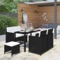 vidaXL Set comedor de jardín 6 piezas y cojines ratán sintético negro