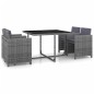 vidaXL Set de comedor de jardín 5 pzas y cojines ratán sintético gris vidaXL Set de comedor de jardín 5 pzas y cojines ratán sintético gris