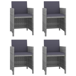 vidaXL Set de comedor de jardín 5 pzas y cojines ratán sintético gris