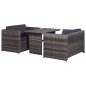 vidaXL Set mesa y sillas jardín 3 pzas y cojines ratán sintético gris vidaXL Set mesa y sillas jardín 3 pzas y cojines ratán sintético gris