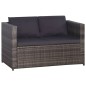 vidaXL Set mesa y sillas jardín 3 pzas y cojines ratán sintético gris vidaXL Set mesa y sillas jardín 3 pzas y cojines ratán sintético gris