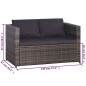 vidaXL Set mesa y sillas jardín 3 pzas y cojines ratán sintético gris vidaXL Set mesa y sillas jardín 3 pzas y cojines ratán sintético gris