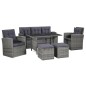 vidaXL Set de muebles de jardín 6 pzas y cojines ratán sintético gris vidaXL Set de muebles de jardín 6 pzas y cojines ratán sintético gris