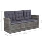 vidaXL Set de muebles de jardín 6 pzas y cojines ratán sintético gris vidaXL Set de muebles de jardín 6 pzas y cojines ratán sintético gris