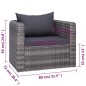 vidaXL Set de sofás de jardín 7 piezas y cojines ratán sintético gris