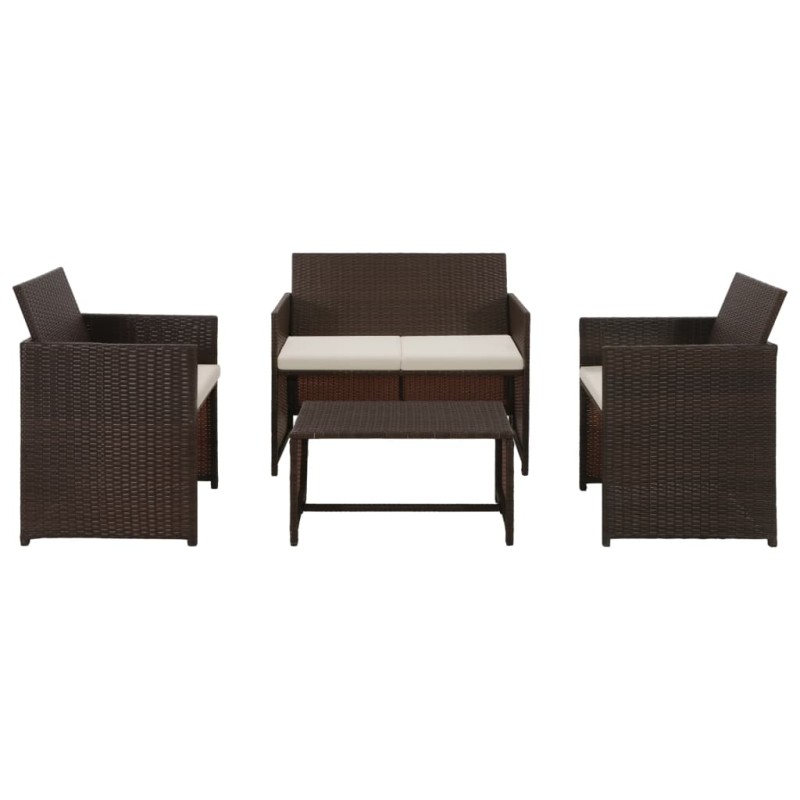 vidaXL Set muebles de jardín 4 piezas y cojines ratán sintético marrón