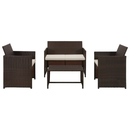 vidaXL Set muebles de jardín 4 piezas y cojines ratán sintético marrón