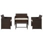 vidaXL Set muebles de jardín 4 piezas y cojines ratán sintético marrón