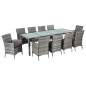 vidaXL Set de comedor de jardín 11 pzas y cojines ratán sintético gris vidaXL Set de comedor de jardín 11 pzas y cojines ratán sintético gris