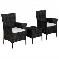 vidaXL Set mesa y sillas bistró de jardín 3 pzas ratán sintético negro