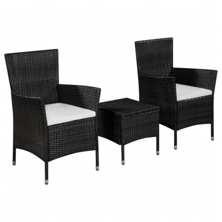 vidaXL Set mesa y sillas bistró de jardín 3 pzas ratán sintético negro