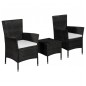 vidaXL Set mesa y sillas bistró de jardín 3 pzas ratán sintético negro vidaXL Set mesa y sillas bistró de jardín 3 pzas ratán sintético negro