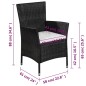 vidaXL Set mesa y sillas bistró de jardín 3 pzas ratán sintético negro vidaXL Set mesa y sillas bistró de jardín 3 pzas ratán sintético negro