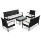 vidaXL Set muebles de jardín 5 piezas y cojines ratán sintético negro vidaXL Set muebles de jardín 5 piezas y cojines ratán sintético negro