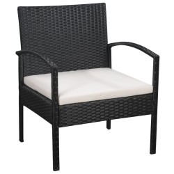 vidaXL Set muebles de jardín 5 piezas y cojines ratán sintético negro