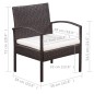 vidaXL Set muebles de jardín 5 piezas y cojines ratán sintético negro vidaXL Set muebles de jardín 5 piezas y cojines ratán sintético negro