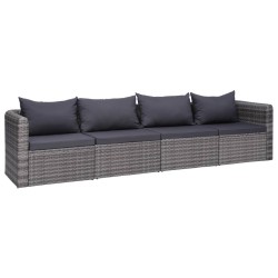 vidaXL Set de sofás de jardín 4 piezas y cojines ratán sintético gris
