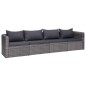 vidaXL Set de sofás de jardín 4 piezas y cojines ratán sintético gris