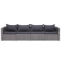 vidaXL Set de sofás de jardín 4 piezas y cojines ratán sintético gris