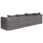 vidaXL Set de sofás de jardín 4 piezas y cojines ratán sintético gris