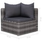 vidaXL Set de sofás de jardín 4 piezas y cojines ratán sintético gris