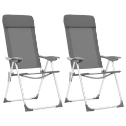 vidaXL Sillas de camping plegables 2 unidades aluminio gris