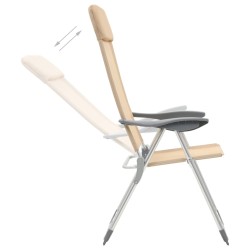 vidaXL Sillas de camping plegables 2 unidades aluminio crema