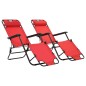 vidaXL Tumbonas plegables con reposapiés 2 unidades acero rojo vidaXL Tumbonas plegables con reposapiés 2 unidades acero rojo