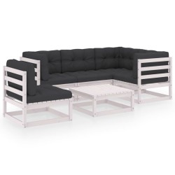 vidaXL Muebles de jardín 6 piezas con cojines de madera de pino maciza