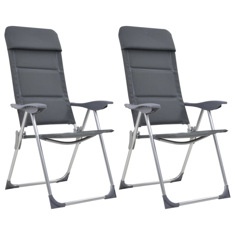 vidaXL Sillas de camping de aluminio 2 unidades gris 58x69x111 cm vidaXL Sillas de camping de aluminio 2 unidades gris 58x69x111 cm