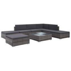 vidaXL Set de sofás de jardín 8 piezas y cojines ratán sintético gris