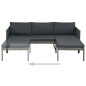 vidaXL Set de muebles de jardín 3 pzas y cojines ratán sintético gris