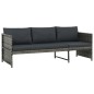 vidaXL Set de muebles de jardín 3 pzas y cojines ratán sintético gris