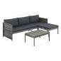 vidaXL Set de muebles de jardín 3 pzas y cojines ratán sintético gris