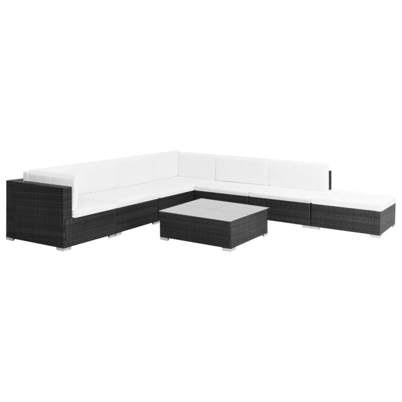 vidaXL Set muebles de jardín 8 piezas y cojines ratán sintético negro vidaXL Set muebles de jardín 8 piezas y cojines ratán sintético negro