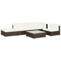 vidaXL Set muebles de jardín 6 piezas y cojines ratán sintético marrón