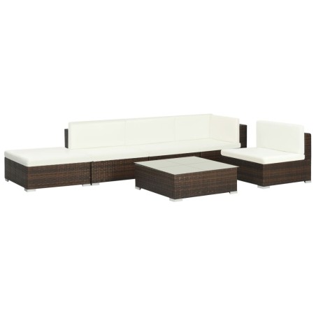 vidaXL Set muebles de jardín 6 piezas y cojines ratán sintético marrón