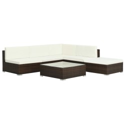 vidaXL Set muebles de jardín 6 piezas y cojines ratán sintético marrón