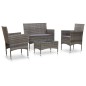 vidaXL Set de muebles de jardín 4 pzas y cojines ratán sintético gris vidaXL Set de muebles de jardín 4 pzas y cojines ratán sintético gris