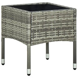 vidaXL Set de muebles bistro de jardín 3 piezas cojines ratán PE gris