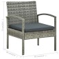vidaXL Set de muebles bistro de jardín 3 piezas cojines ratán PE gris vidaXL Set de muebles bistro de jardín 3 piezas cojines ratán PE gris