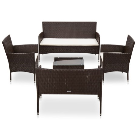 vidaXL Set muebles de jardín 5 piezas y cojines ratán sintético marrón
