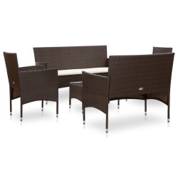 vidaXL Set muebles de jardín 5 piezas y cojines ratán sintético marrón