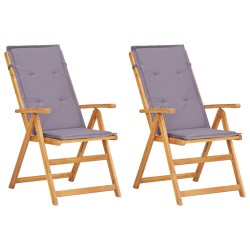 vidaXL Sillas de jardín reclinables 2 uds madera acacia maciza marrón
