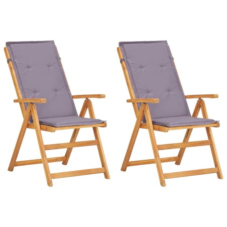 vidaXL Sillas de jardín reclinables 2 uds madera acacia maciza marrón